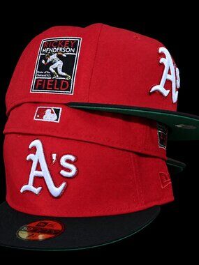 New Era Oakland Athletics Red Black Fitted Hat 7 3/8 New